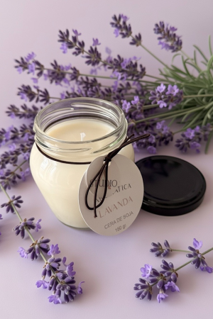 vela de soja aromática con aroma a lavanda