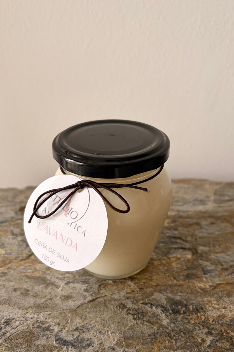 vela de soja cristal con aroma a lavanda
